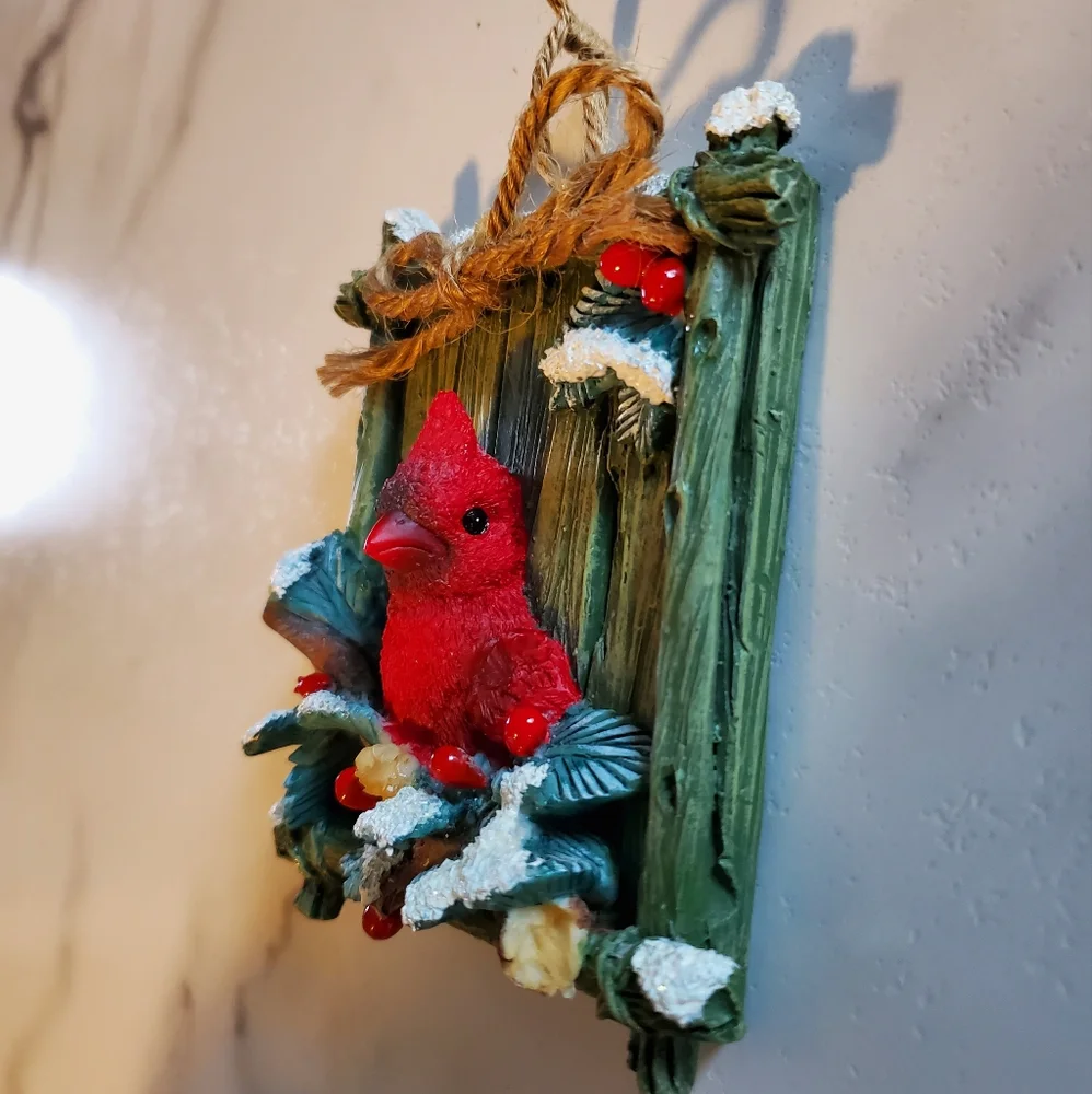 Cardinal & Snowy Holly Ornament
